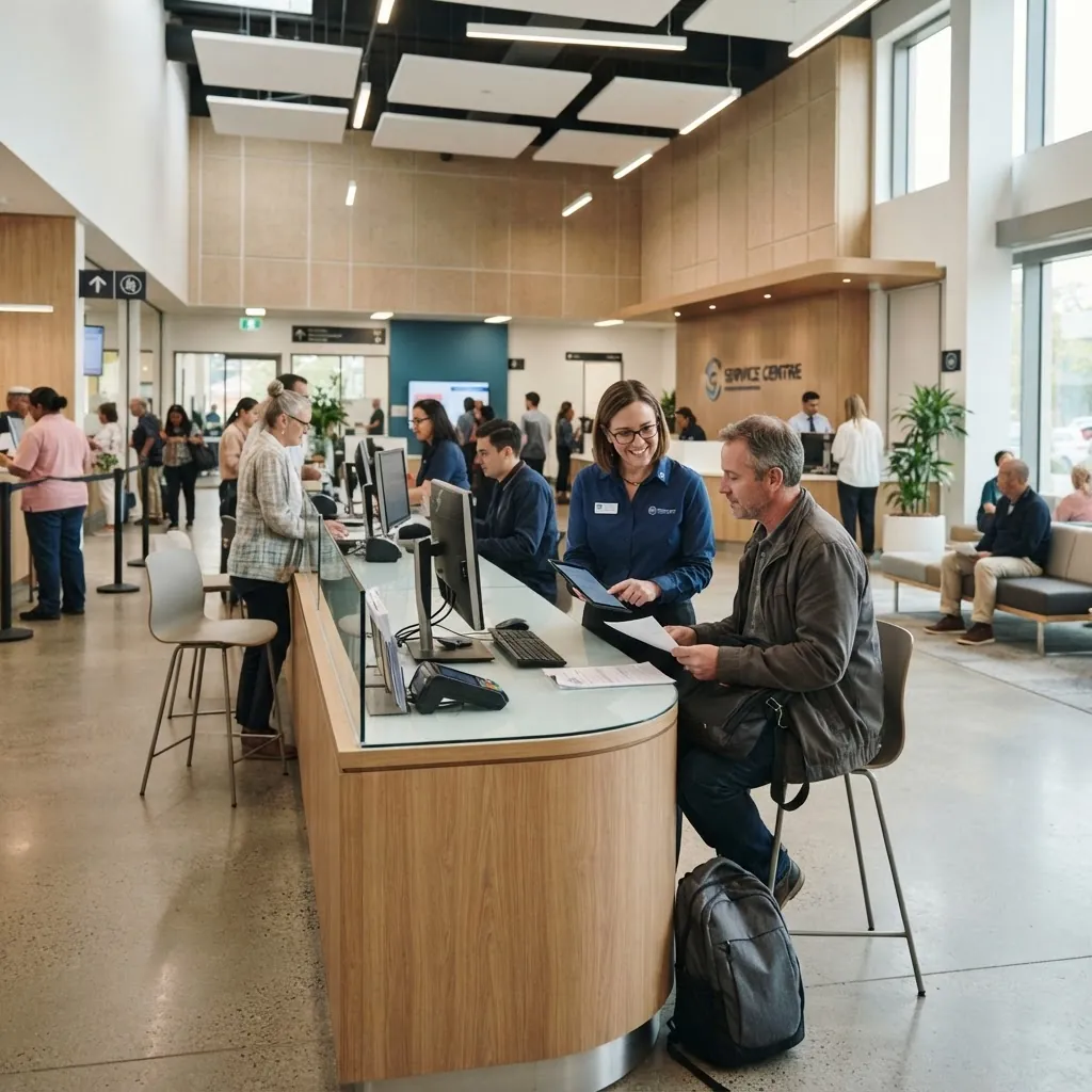 Customers being served at the counters of a UAE government service centre